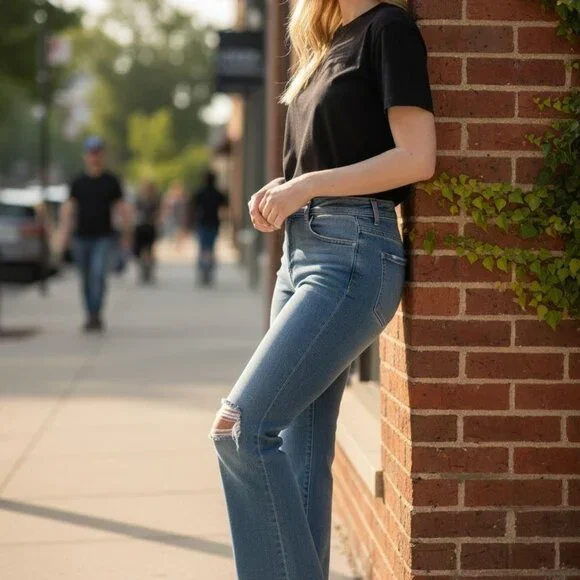 DL1961 Bridget Boot Crop Jeans in light wash denim (Size 33) - Picture 2 of 5